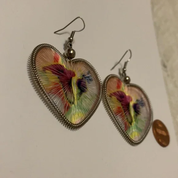 Handmade Heart Earrings - Picture 2 of 3